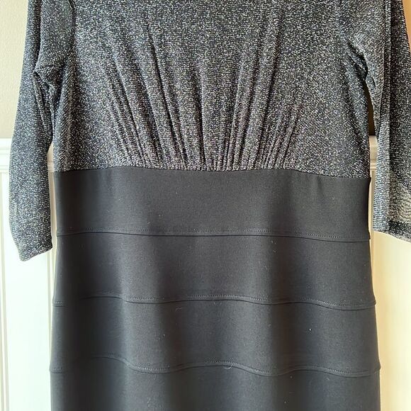 Cleo Silver and Black 3/4 Length Sleeve Dress Size 12 - Picture 4 of 15